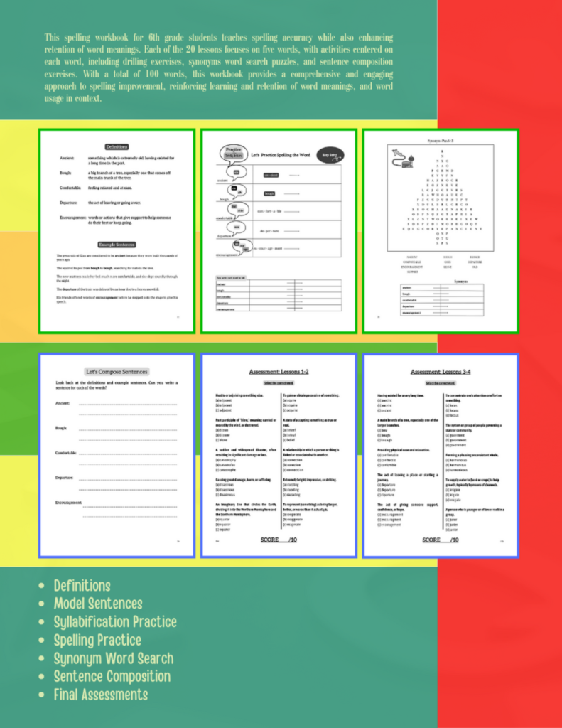 The Spelling Practice Workbook for 6th Grade