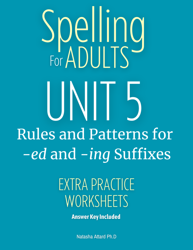 Spelling for Adults Supplementary Practice Program, Unit 5, Rules and Patterns for -ed and -ing Suffixes.