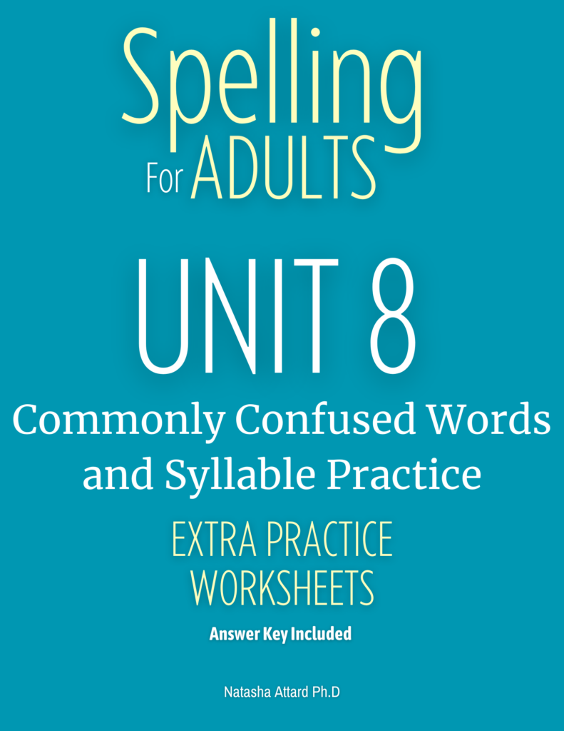 Commonly Confused Words and Syllable Practice (Unit 8, Lessons 30-31)