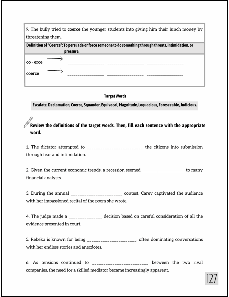 Spelling High School Workbook for Grades 9-10