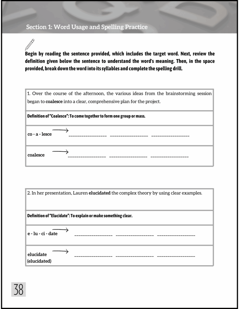 Spelling High School Workbook for Grades 9-10