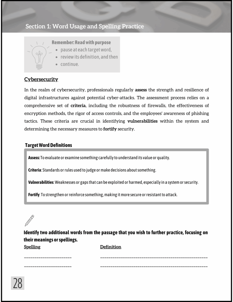 Spelling High School Workbook for Grades 9-10