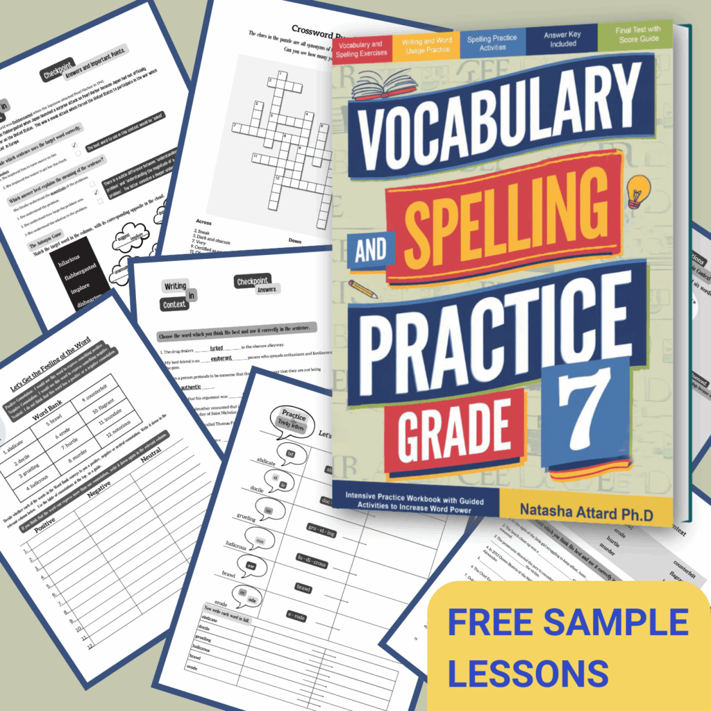 Free lessons from Vocabulary and Spelling Practice 7th Grade