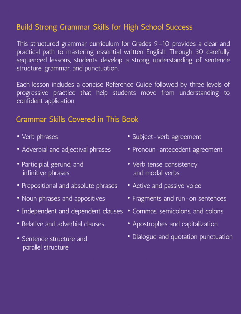 High School Grammar Grades 9-10: A Structured Full-Year Curriculum