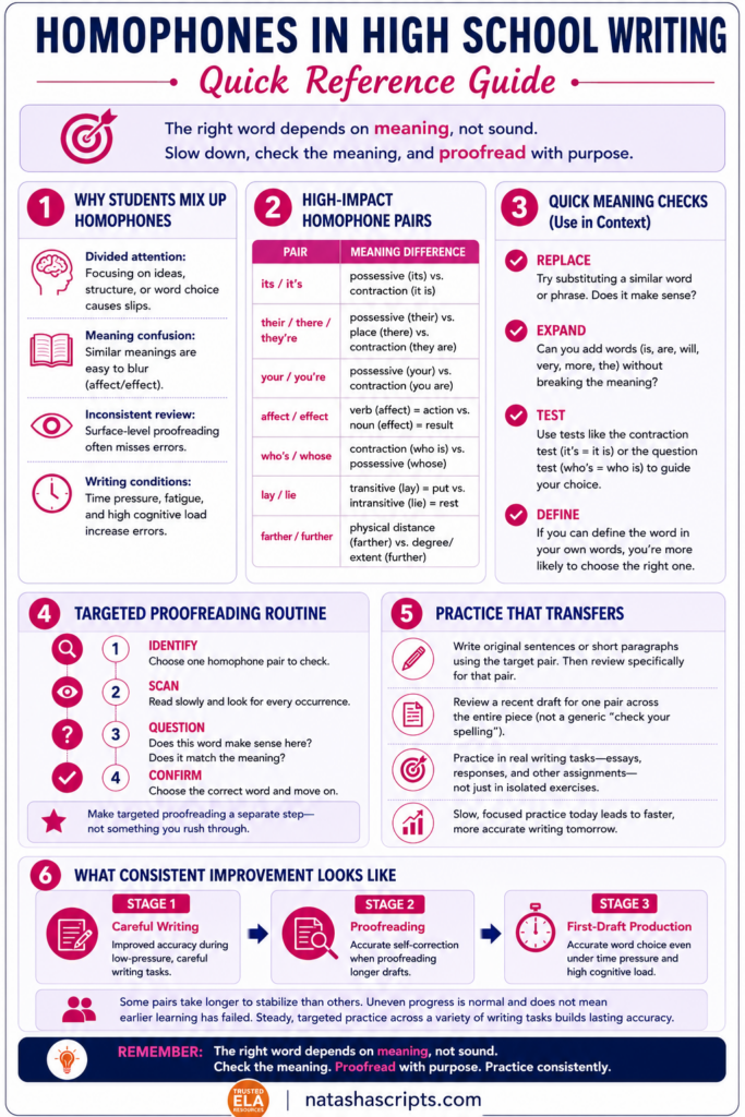 Homophones in high school writing