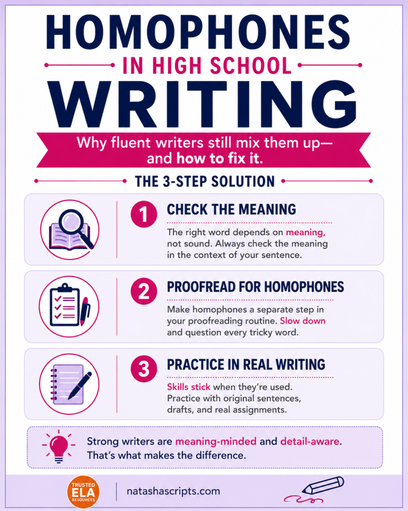 Homophones in high school writing