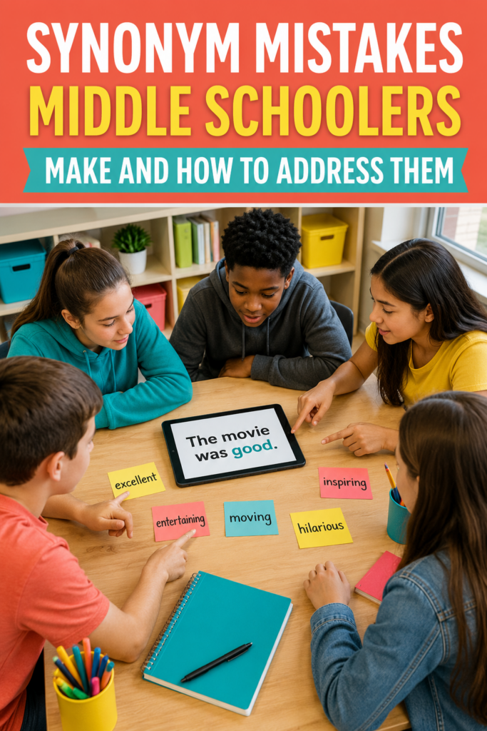 Synonym mistakes middle schoolers make and how to address them.