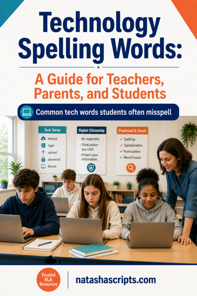 Technology Spelling Words for Middle School and High School