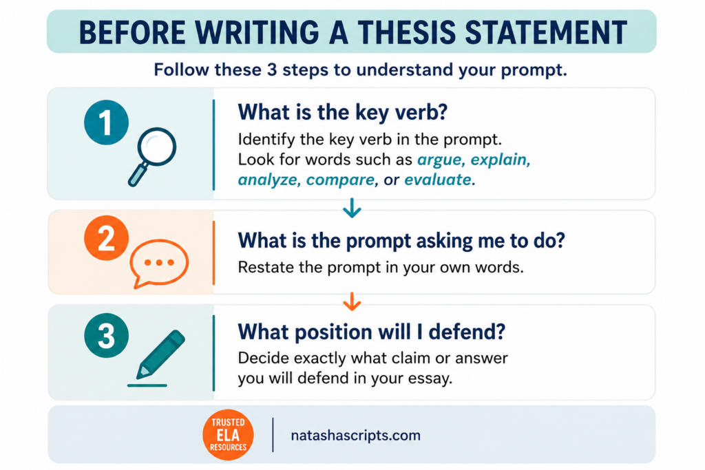 Three questions to ask before writing a thesis statement in middle school