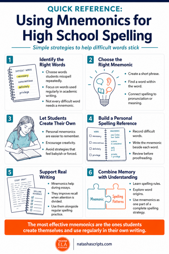 Using Mnemonics for High School Spelling
