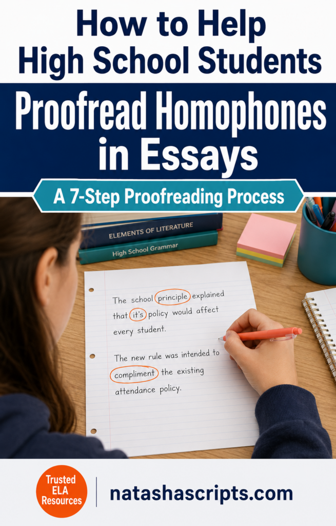 How to help high school students proofread homophones in essays.