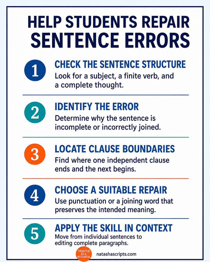 Sentence repair lab: a five-lesson sequence