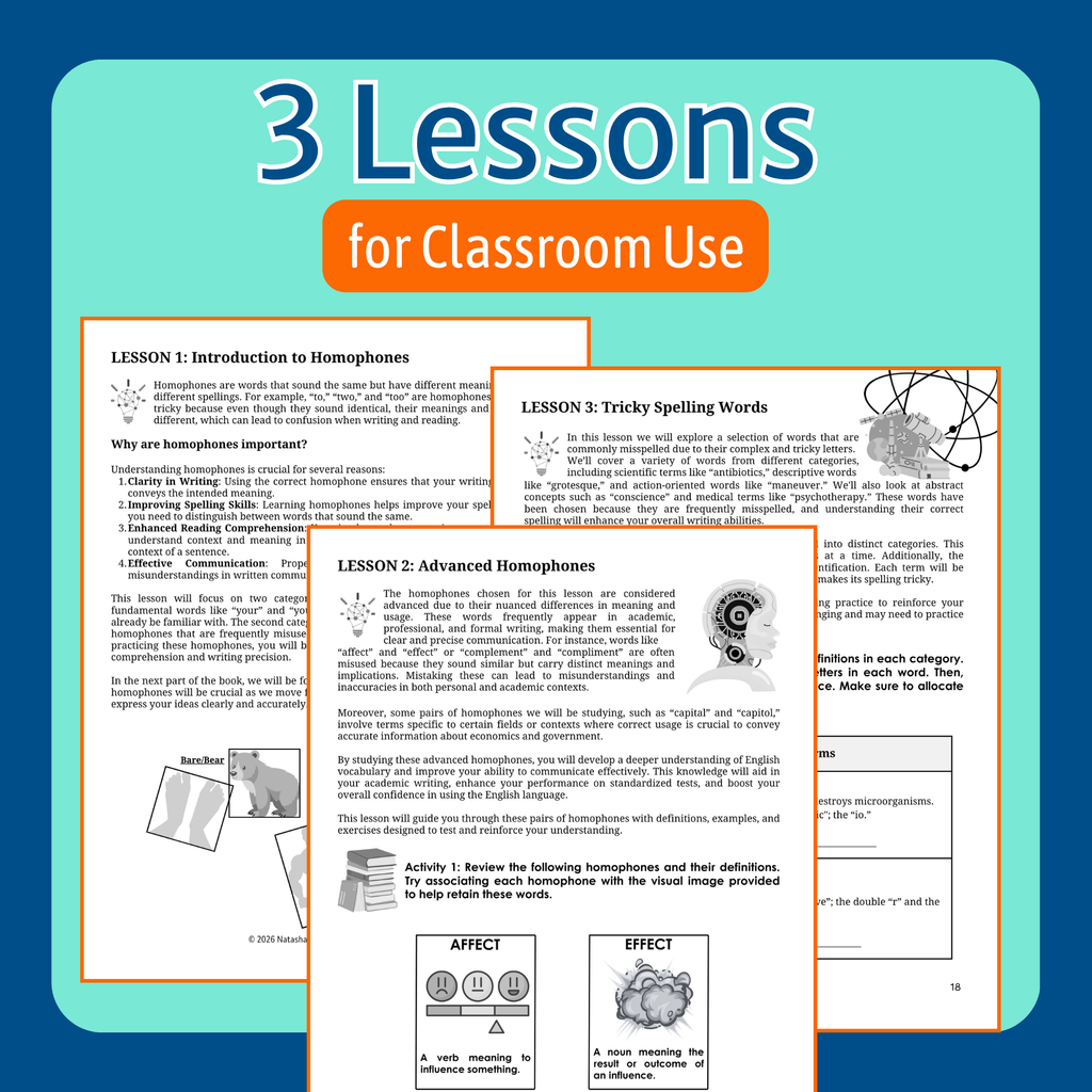 Homephones and tricky spelling words ready-made lessons and worksheetsfor grades 7-8