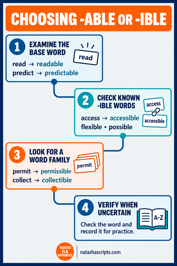 How to Teach -able and -ible Spelling in Middle School