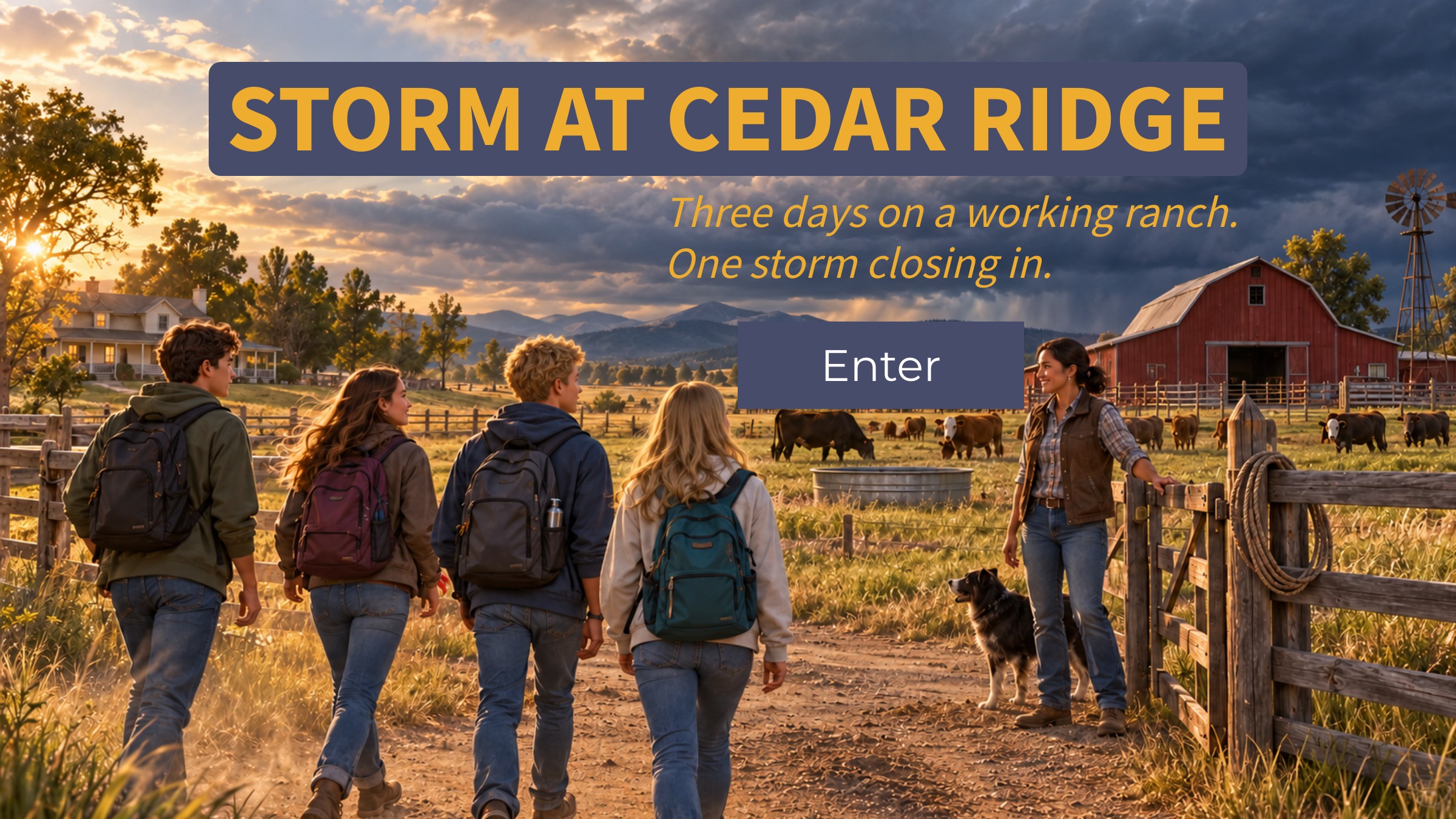 Storm at Cedar Ridge interactive paragraph-writing game
