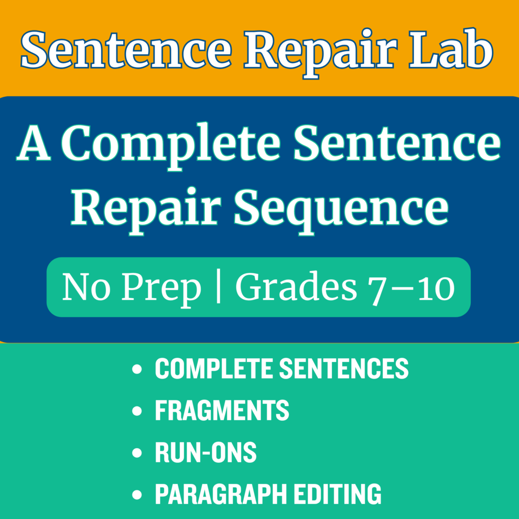 Sentence Repair Lab: Five no-prep lessons for sentence repair and paragraph editing